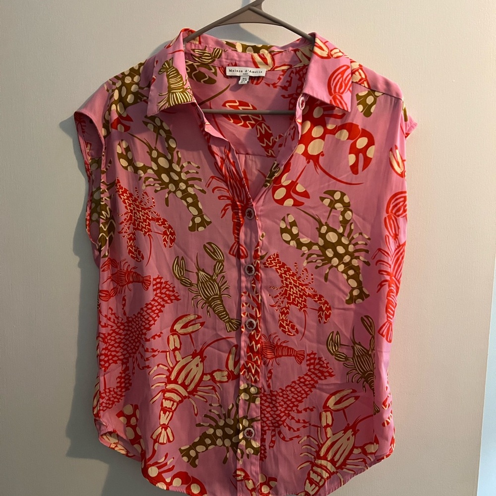 Stylish Pink and Red Patterned Button-Down Shirt